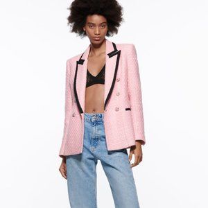 NWT ZARA STRUCTURED BLAZER WITH CONTRASTING PIPING